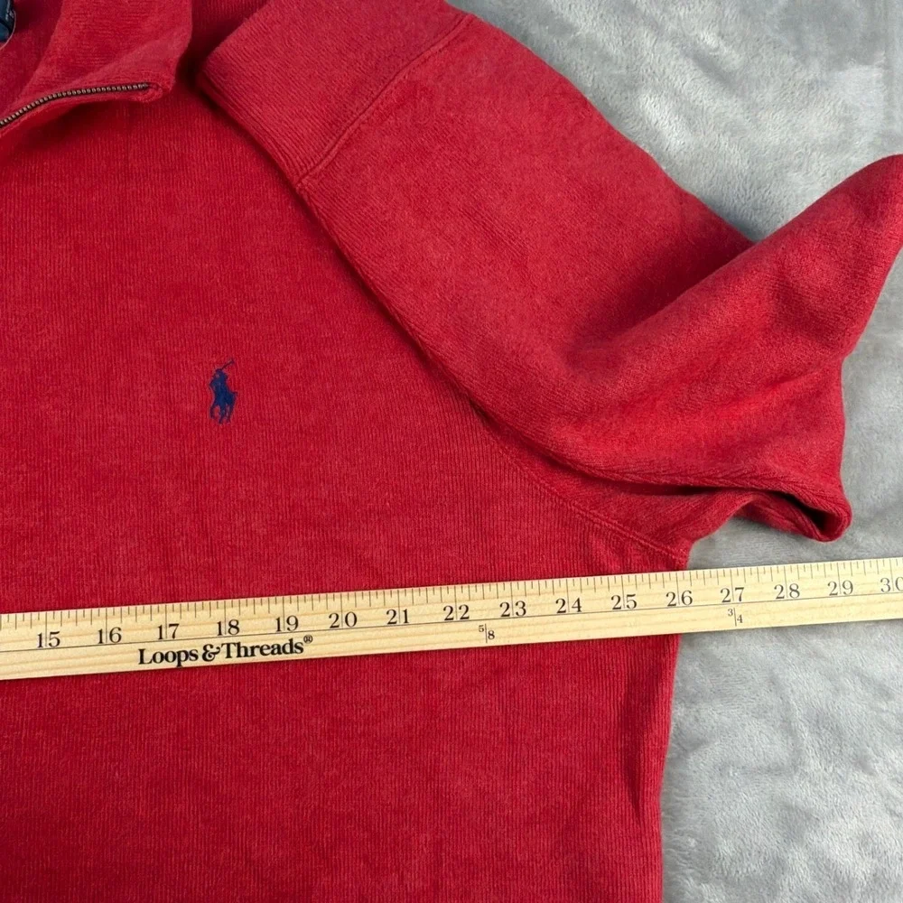 Polo Ralph Lauren Pullover Mens XL Quarter-Zip Red Cotton Ribbed Logo NEW